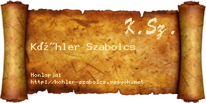 Köhler Szabolcs névjegykártya