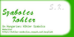 szabolcs kohler business card